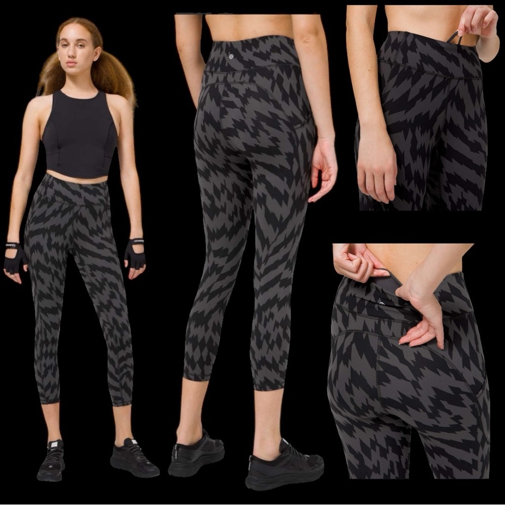 Lululemon Invigorate High-Rise Crop 23" Voltage Graphite Grey Black Sz NST